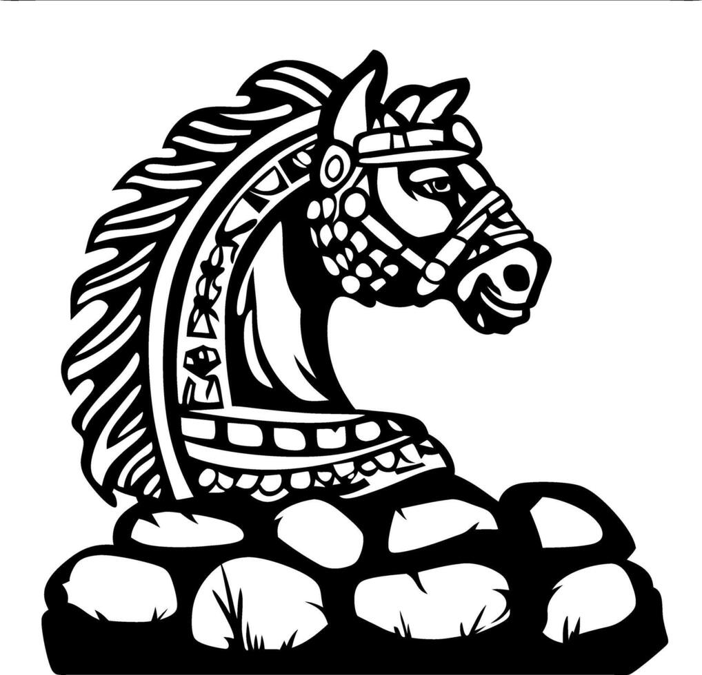 Intricate Knight Chess Piece Illustration for Tattoo Art and Creative Design Projects vector