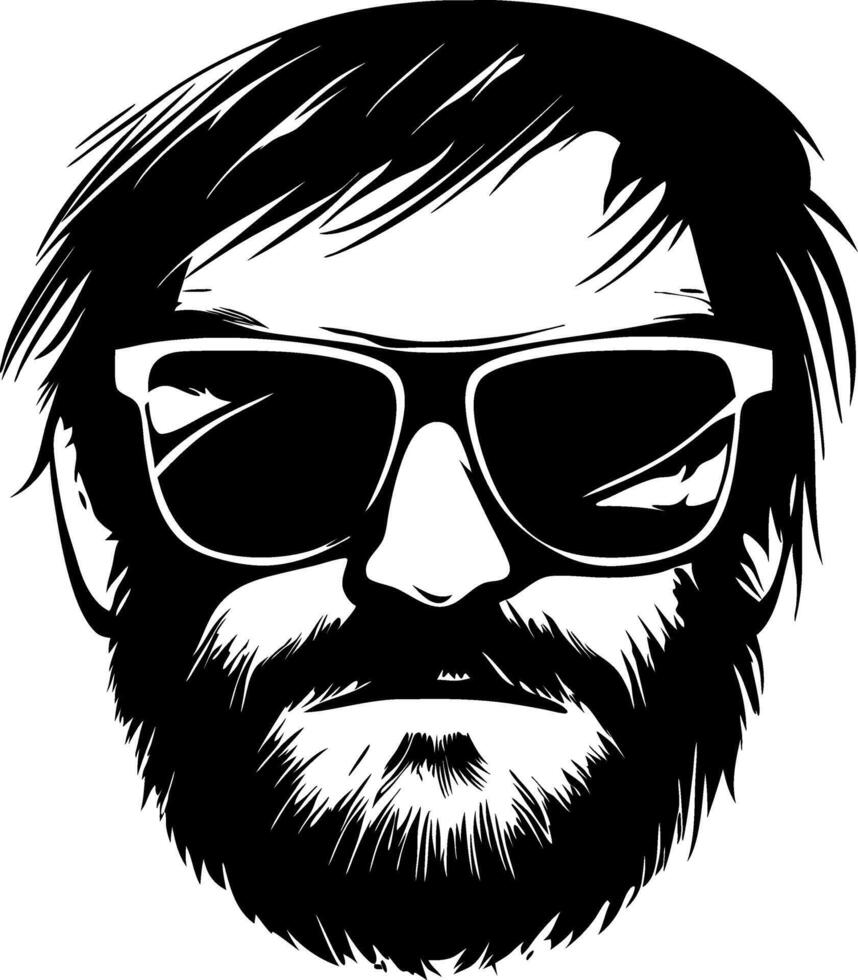 Stylized Male Portrait with Sunglasses and Beard Ideal for Graphic Design and Tattoo Art vector