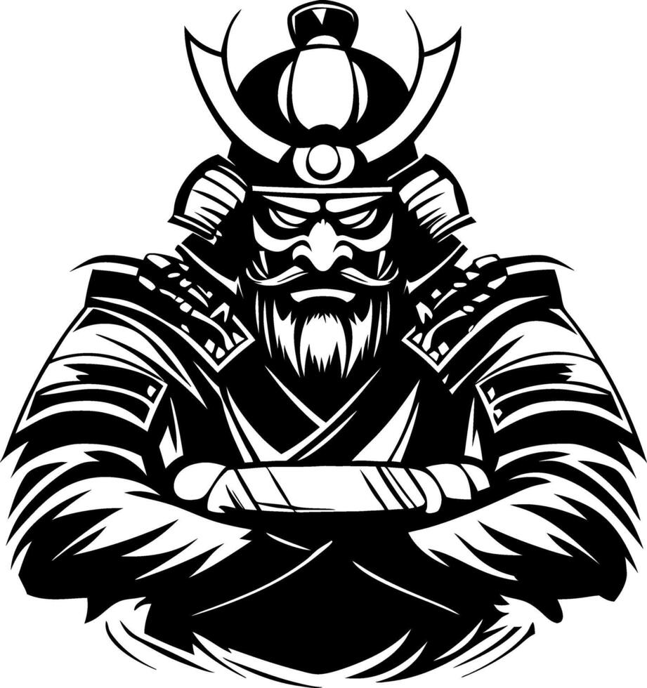 Bold Samurai Warrior Tattoo Design Art for Graphic Projects and Coloring Books vector