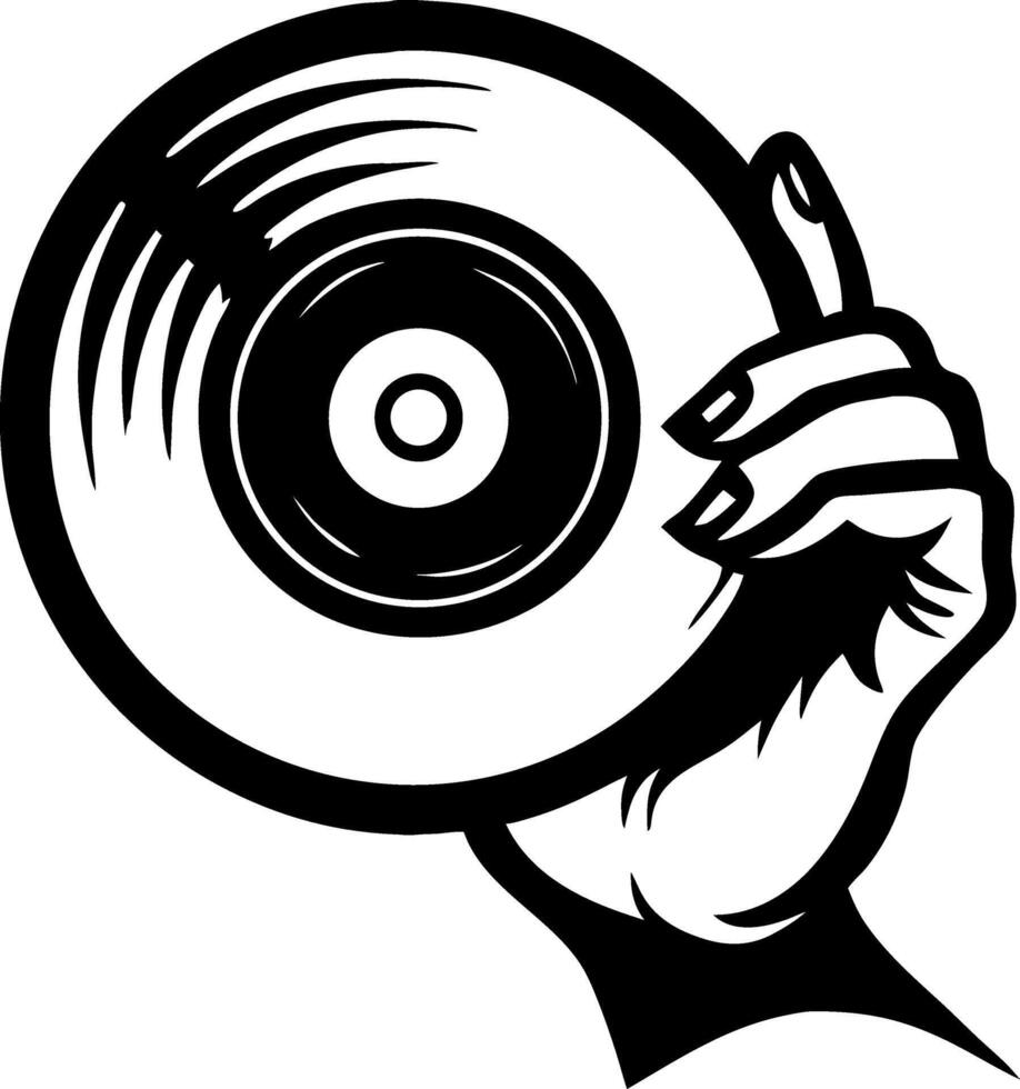 Stylish Hand Holding Vinyl Record Classic Music Design for Tattoos and Creative Projects vector
