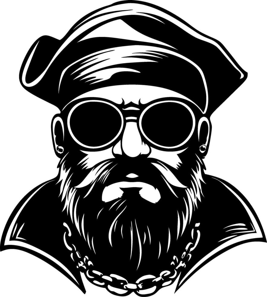 Bold Pirate Captain with Sunglasses and Beard Graphic Design for Custom Tattoos and Apparel vector