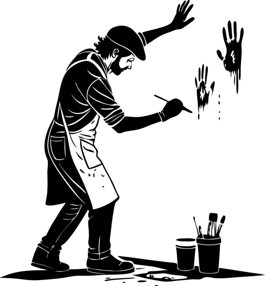 Creative Artist Painting with Hands in Artistic Expression Illustration vector