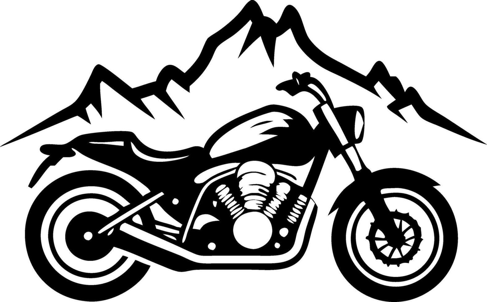 Stylish Motorcycle with Mountains Graphic Perfect for T-Shirt Design and Decor vector