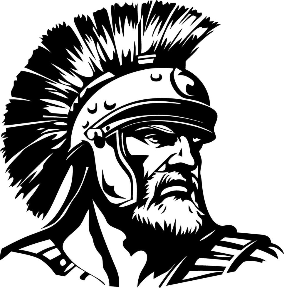 Detailed Illustration of a Strong Spartan Warrior with Elaborate Helmet and Plume vector