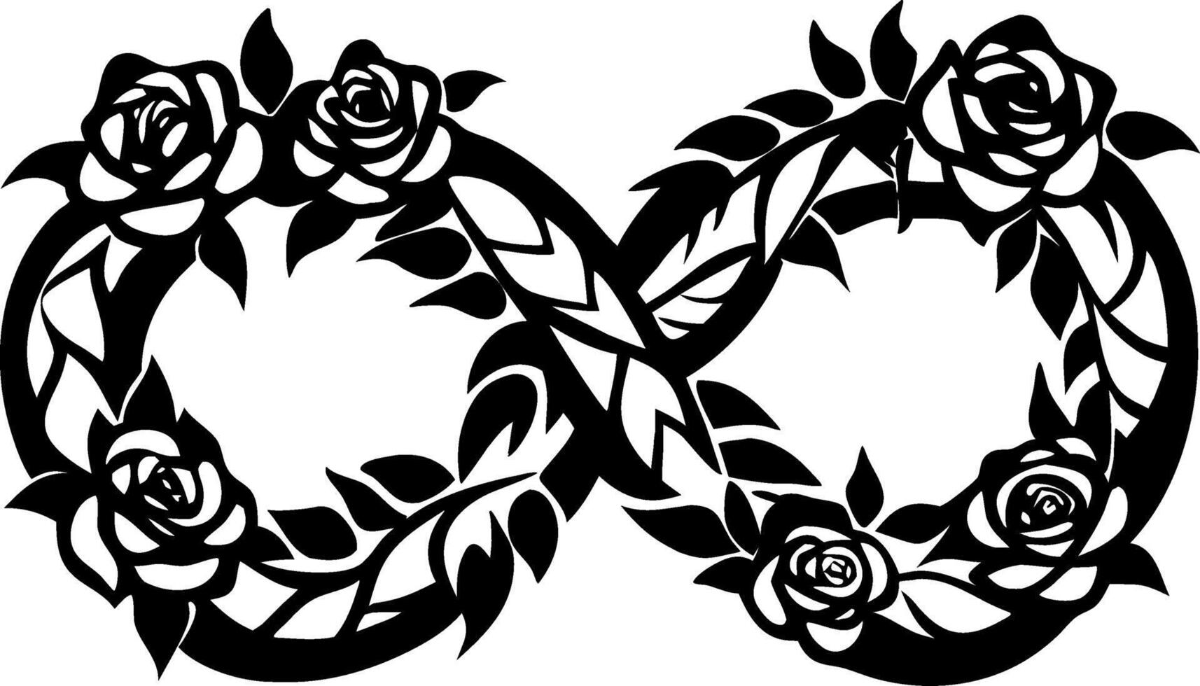 Infinity Symbol with Roses Floral Design for Tattoo and Crafting Projects vector