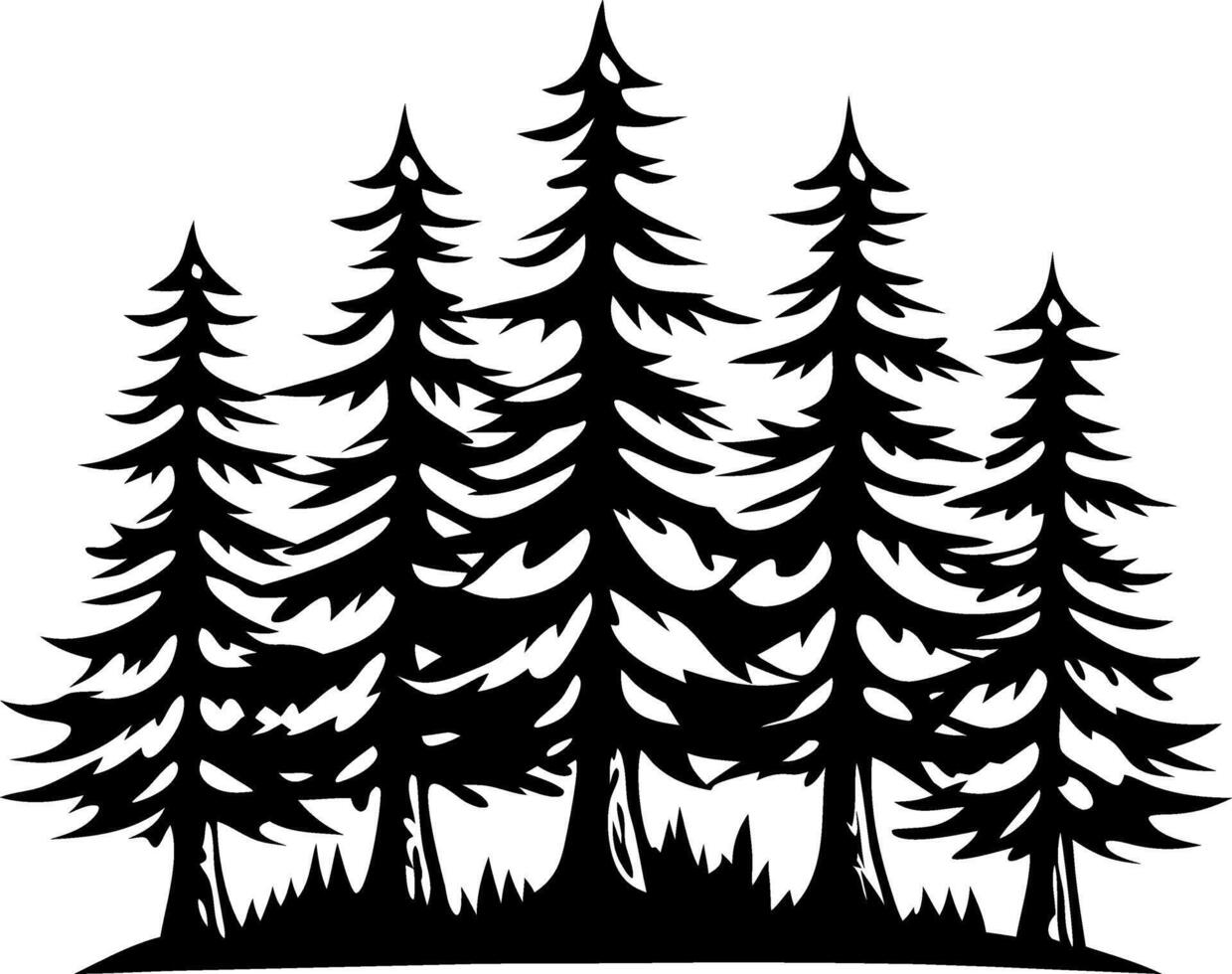 Silhouette of Tall Pine Trees on a Natural Landscape Ideal for Nature Themes and Designs vector