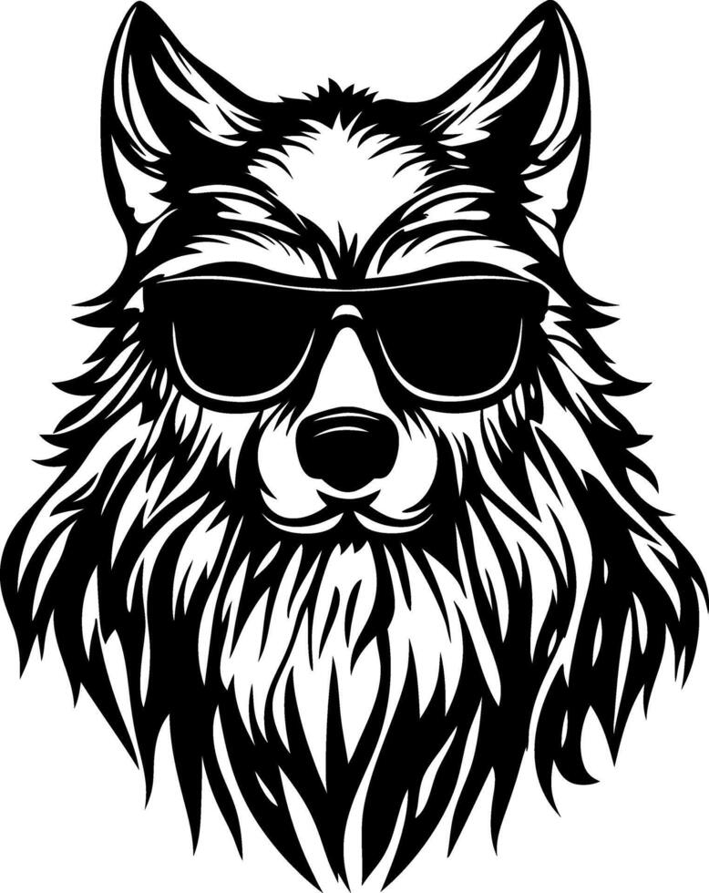 Cool Wolf with Sunglasses Bold Animal Illustration for Tattoo and Apparel Design vector