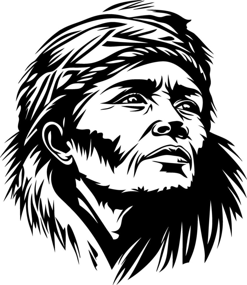 Native American Portrait Deep Thought Expression Cultural Heritage Art Illustration vector