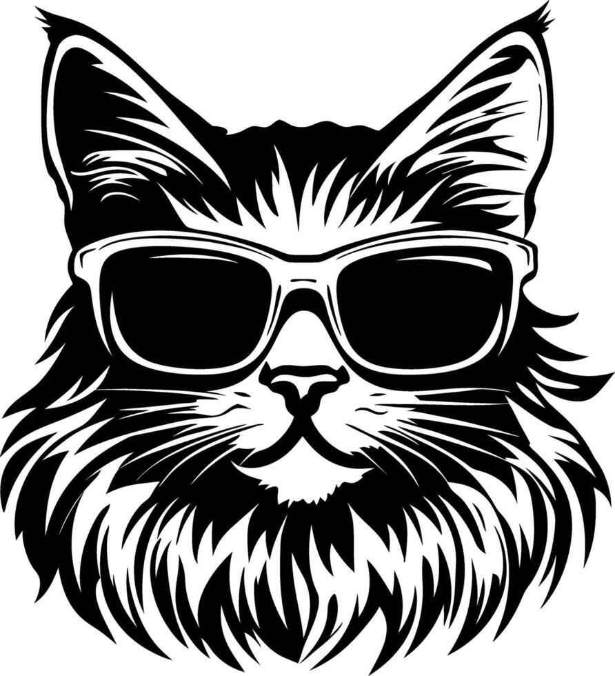 Stylish Cat Illustration with Cool Sunglasses for T-Shirt Design or Tattoo Art vector