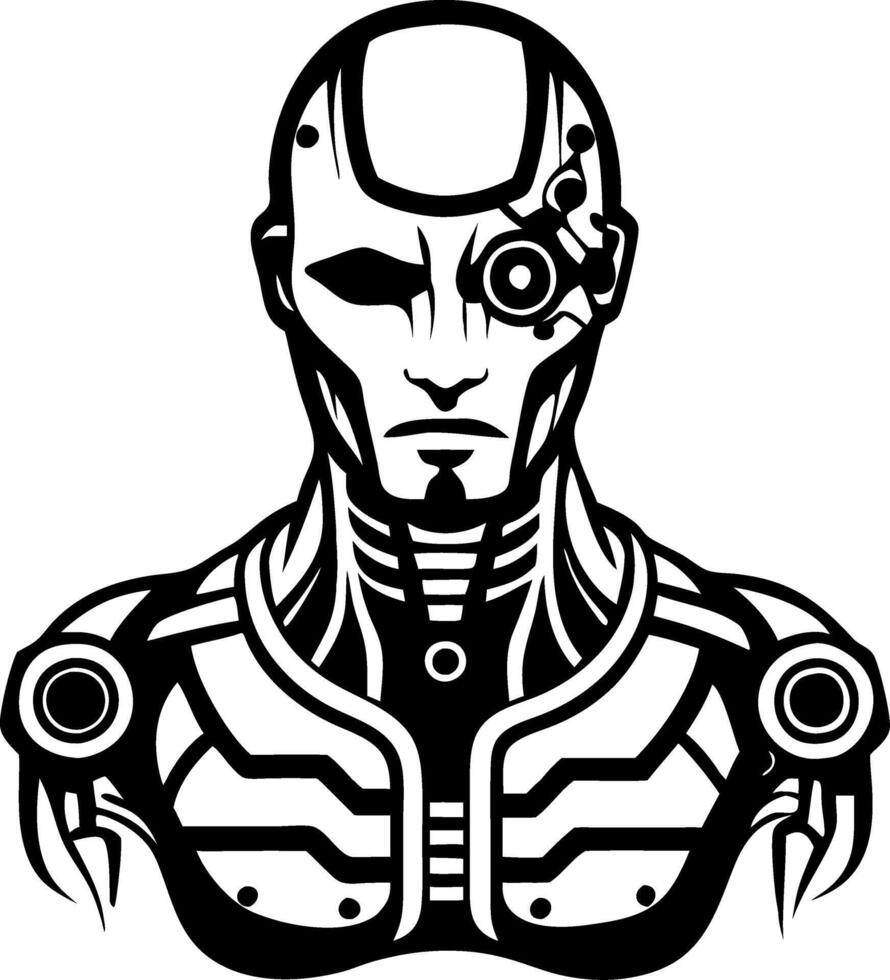 Futuristic Cybernetic Human Design for Tattoo Art and Digital Illustrations vector