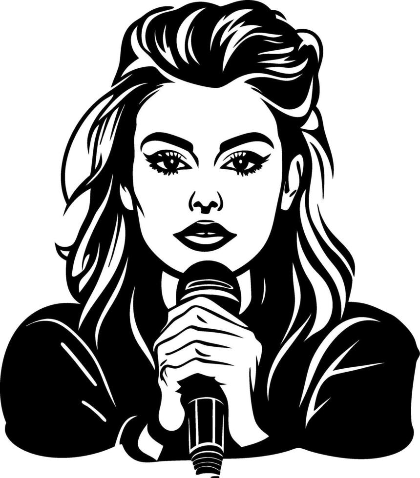Stylish Female Singer Portrait with Microphone for Music Theme and Concert Designs vector