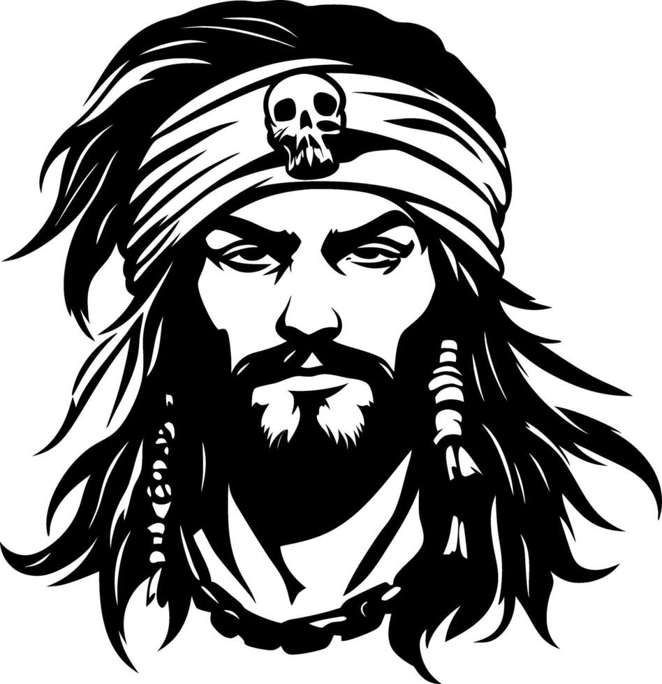 Pirate Skull Bandana Warrior Illustration for Tattoo Design and Adventure Themes vector