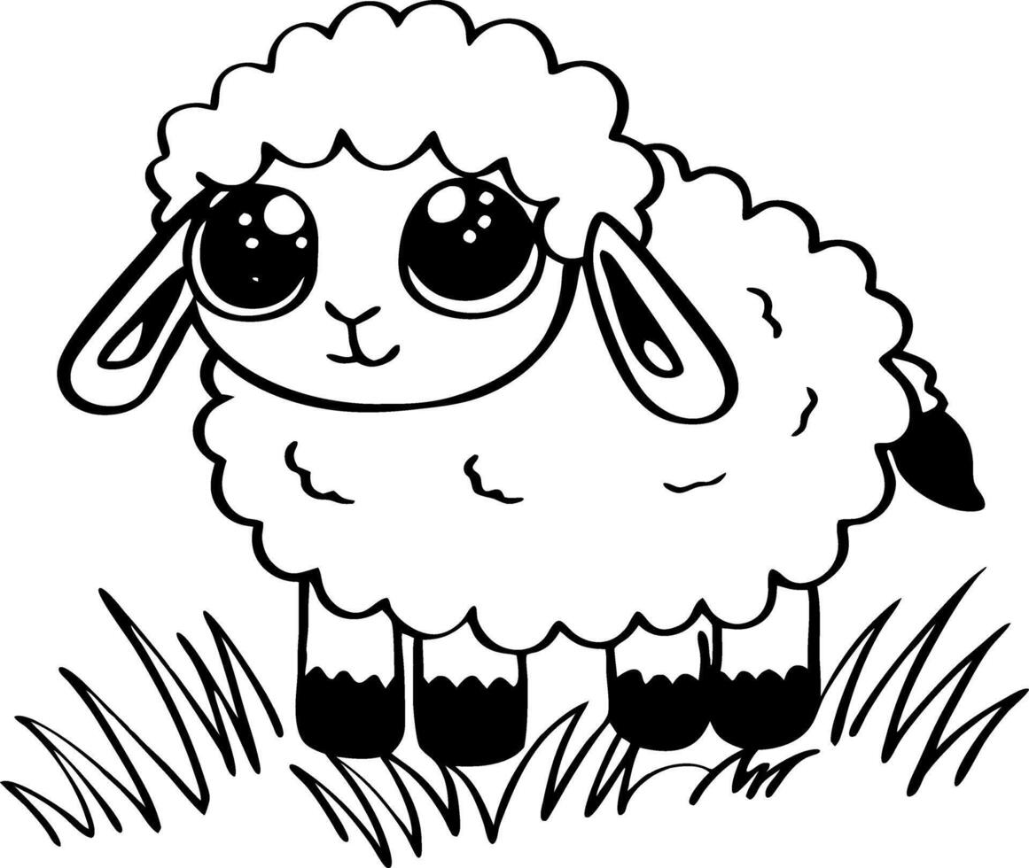 Cute Cartoon Sheep Graphic for Kids Coloring Book or Fun Art Projects vector