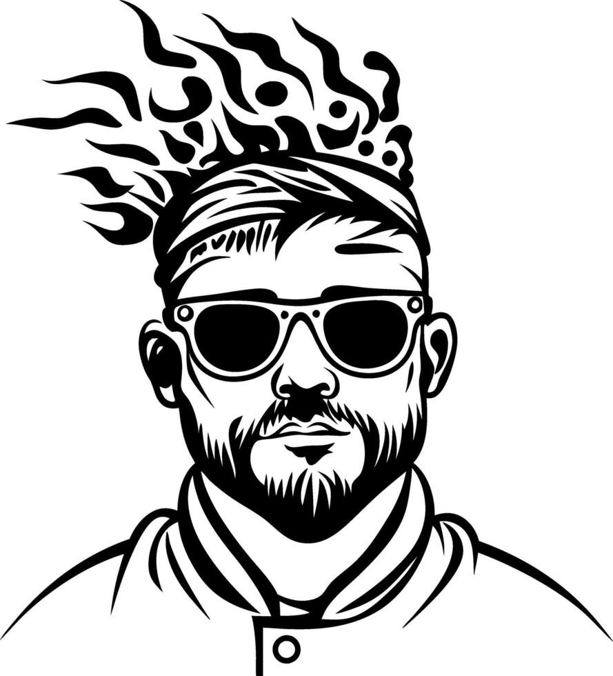 Stylish Man with Sunglasses and Flame Hair for Creative Designs and Illustrations vector