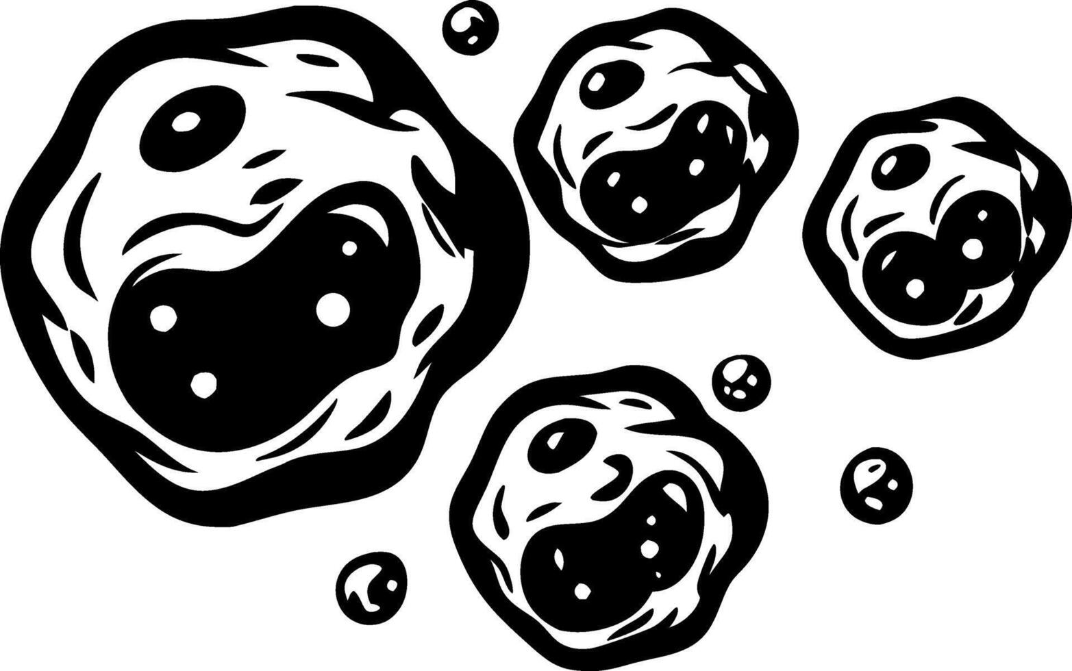 Stylized Black Bacteria Cells Illustration for Science and Education Projects vector