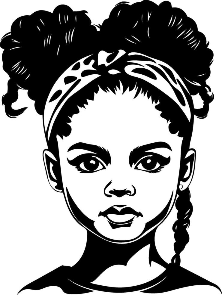 Stylish Young Girl Illustration with Curly Hair and Headband for Creative Projects vector
