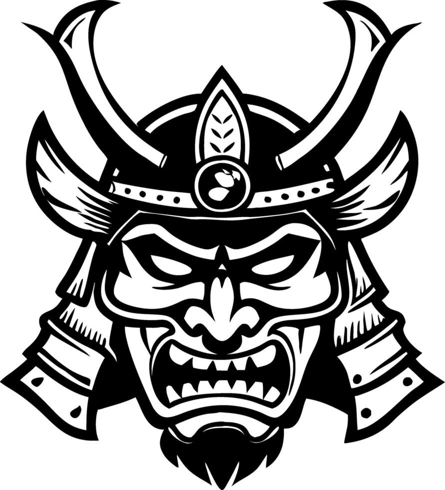 Intricate Samurai Warrior Helmet Design for Tattoo Art and Graphic Inspirations vector