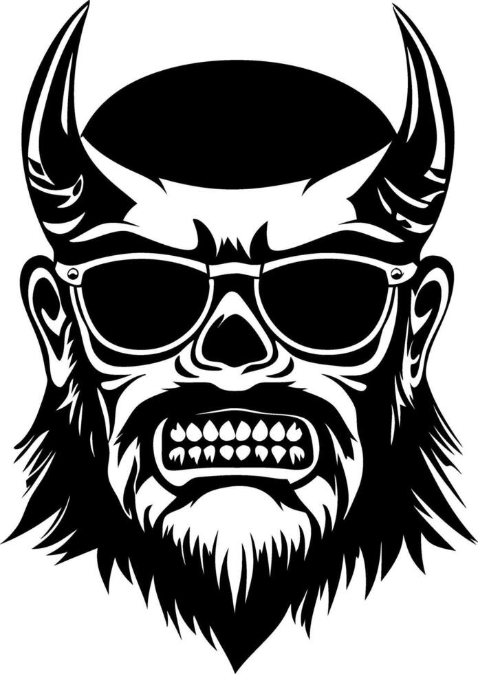 Menacing Devil Skull with Beard and Sunglasses Graphic Design for Apparel and Tattoos vector