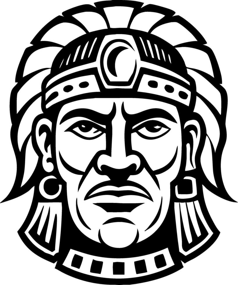 Bold Aztec Warrior Face Graphic for Tattoo Design and Coloring Pages vector