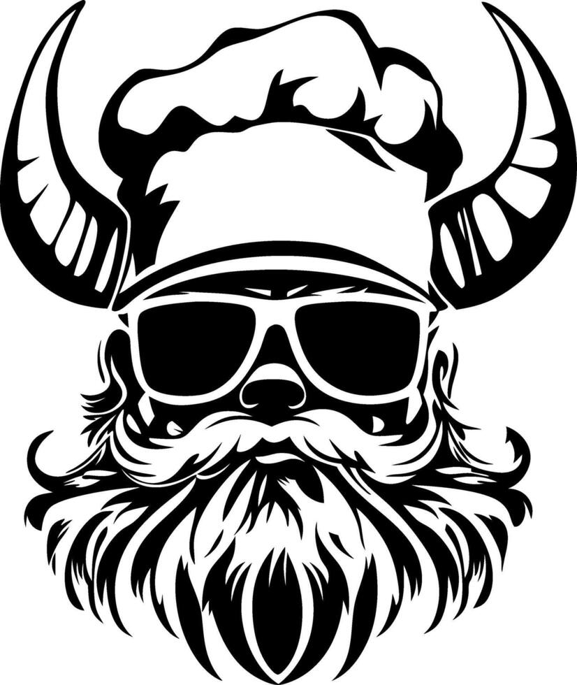 Cool Viking Chef with Sunglassesic Horns Beard Graphic Design for Apparel and Decor vector