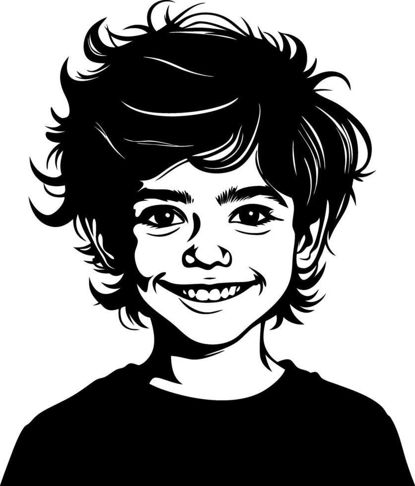 Cheerful Boy Illustration with Playful Hair Smiling Youthful Expression Perfect for Designs vector