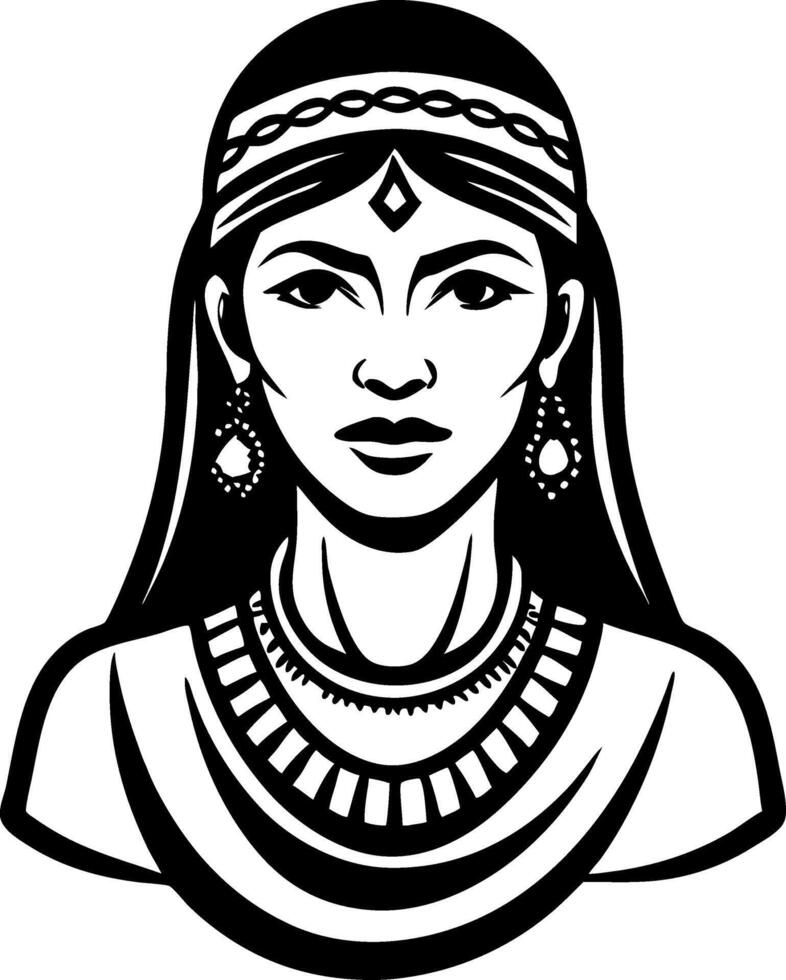 Elegant Female Portrait with Traditional Jewelry and Detailed Costume Design for Art Projects vector