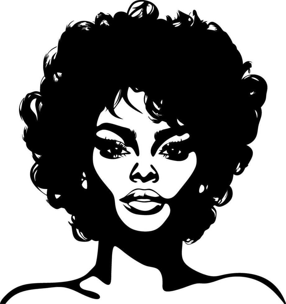Elegant Black Woman with Curly Hair Portrait Ideal for Fashion Design and Creative Projects vector