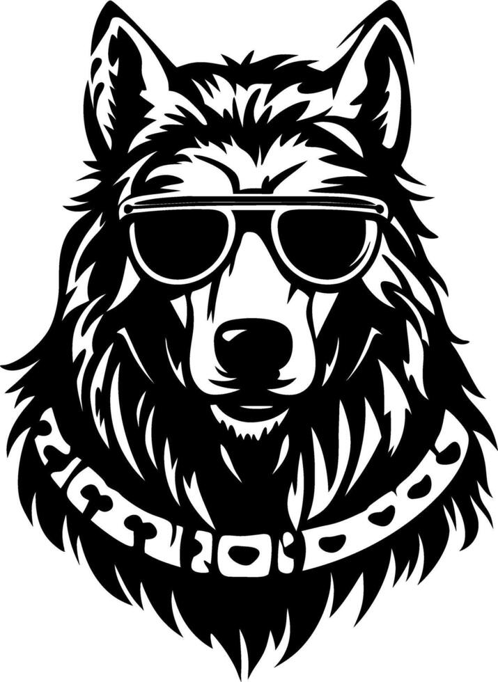 Stylish Wolf with Sunglasses Bold Black Design for Apparel and Tattoo Inspiration vector