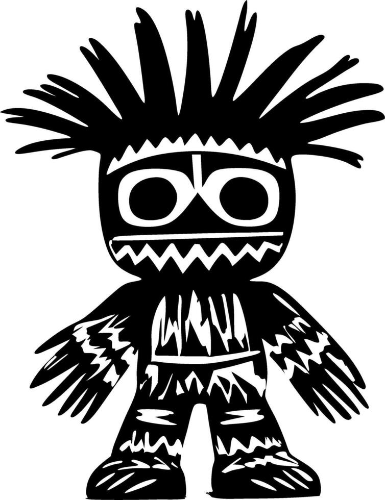 Vibrant Tribal Character with Wild Hair Unique Silhouette for Tattoo Designs and Illustrations vector