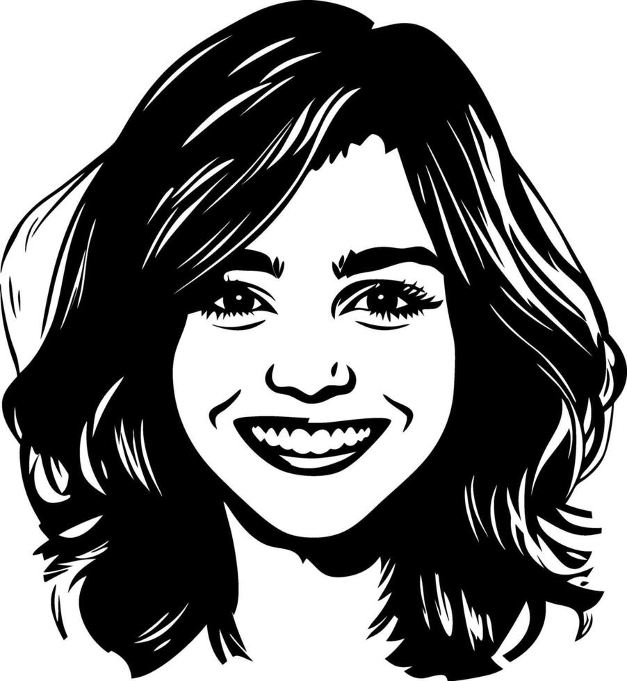 Stylized Illustration of Smiling Woman with Long Hair for Creative Projects vector