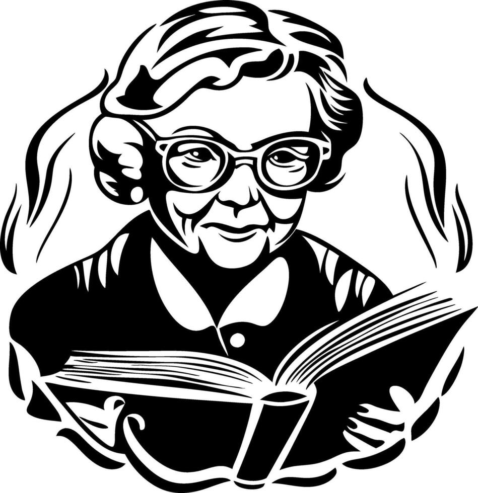 Vintage Reading Woman Illustration for Home Decor and Educational Projects vector