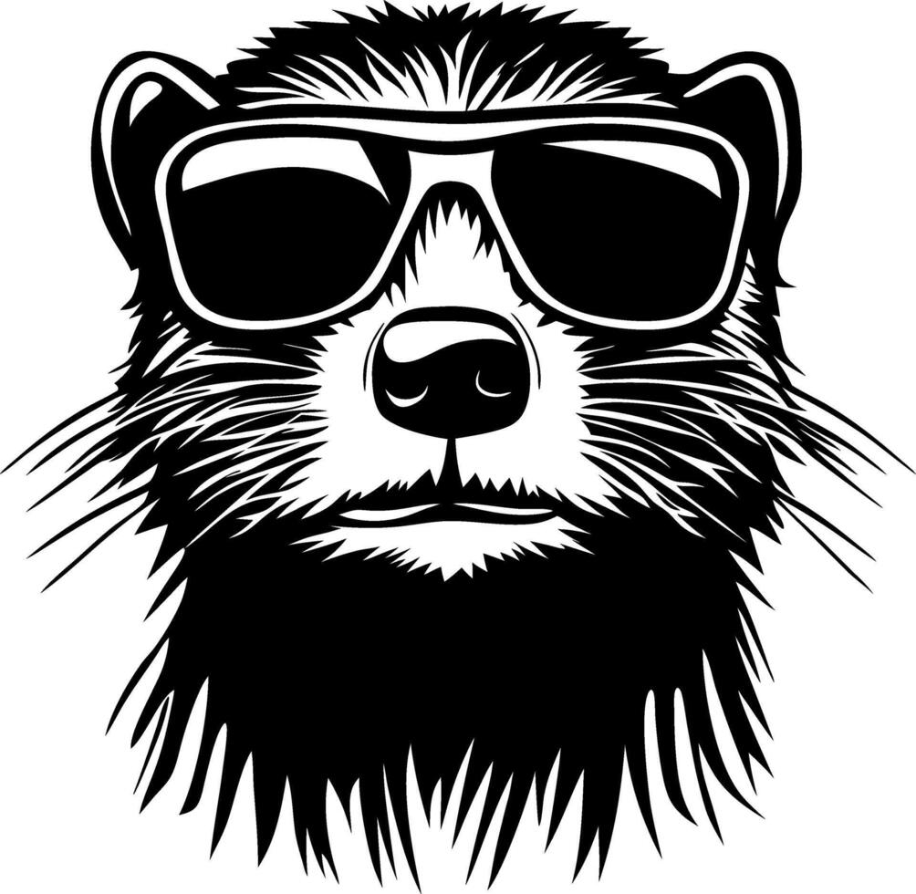 Cool Stylish Badger Cartoon Character Wearing Sunglasses Art Illustration vector