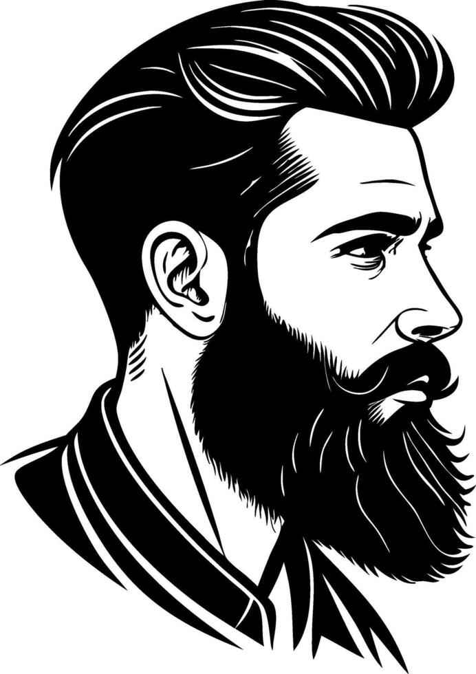 Stylish Vintage Man with Beard Profile Illustration for Tattoo Design and Graphic Projects vector