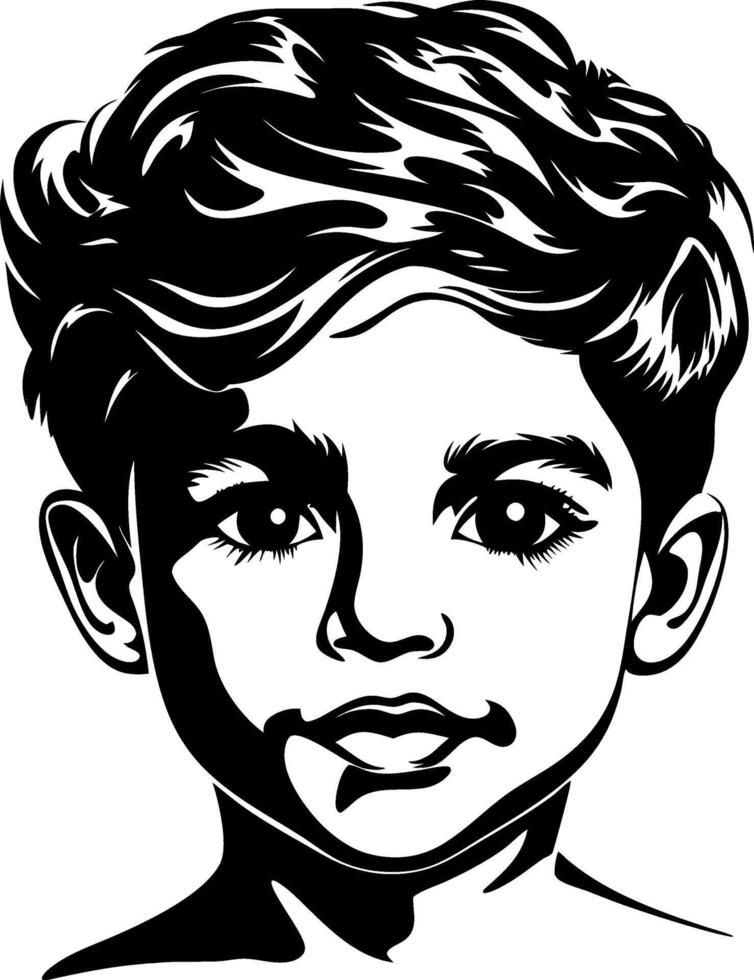 Portrait of a Young Boy with Stylish Hair and Expressive Eyes for Art Projects and Designs vector