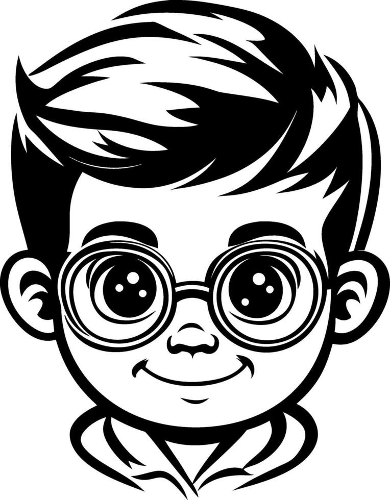 Cute Boy Character Illustration with Glasses for Childrens Products and Coloring Books vector