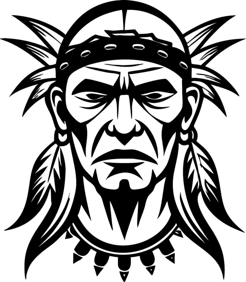 Bold Native American Warrior Face Illustration for Tattoo and Graphic Design vector