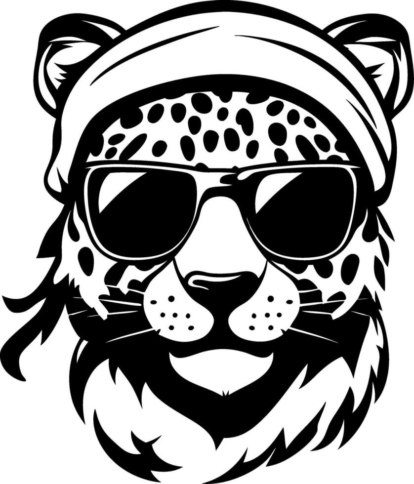 Cool Leopard Wearing Sunglasses and Headband Perfect for Tattoo Design and Coloring Pages vector