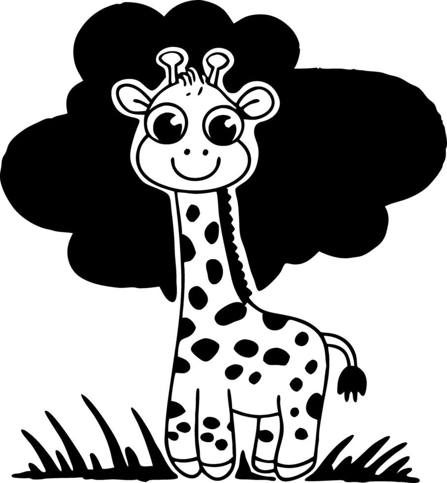 Cute Cartoon Giraffe Character with Big Eyes and Playful Expression for Kids Activities vector