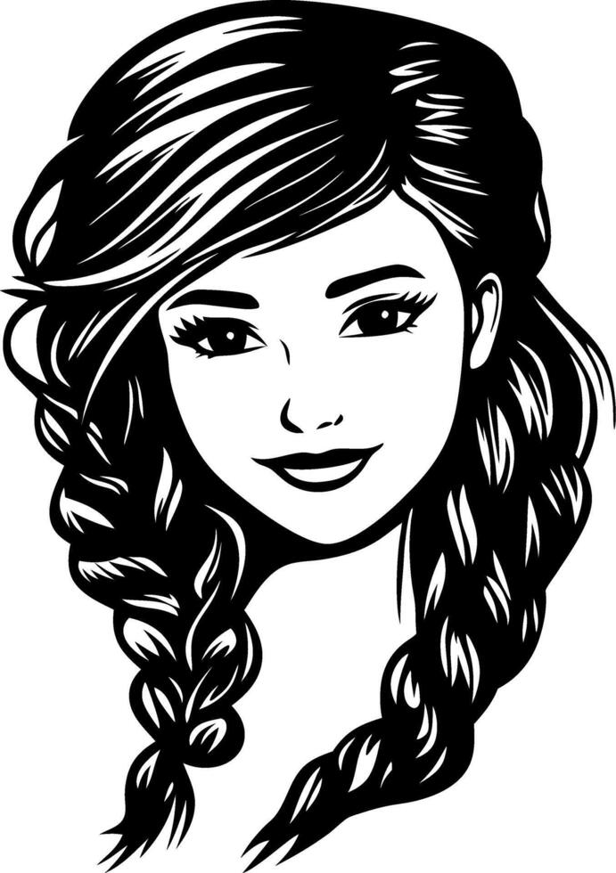 Stylish Illustration of a Woman with Braided Hair for Fashion and Beauty Designs vector
