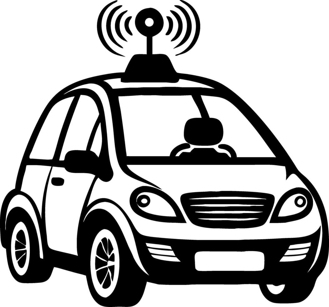 Compact Car with Signal Antenna for Technology and Transportation Designs vector
