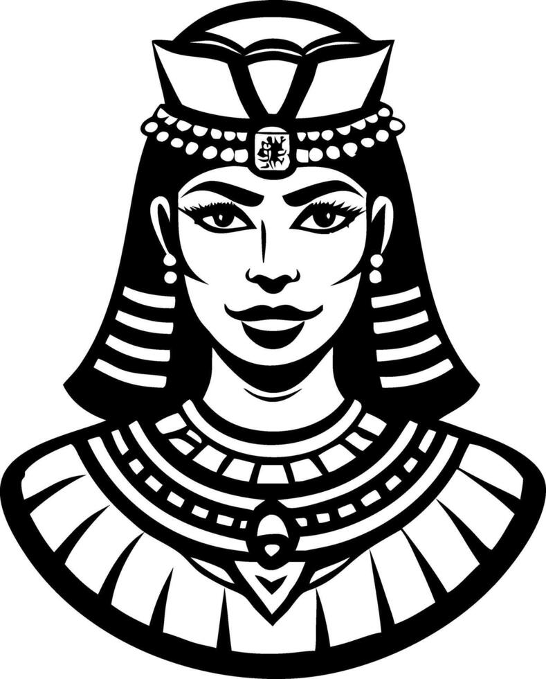 Detailed Illustration of an Ancient Egyptian Queen in Traditional Regal Attire and Jewelry vector