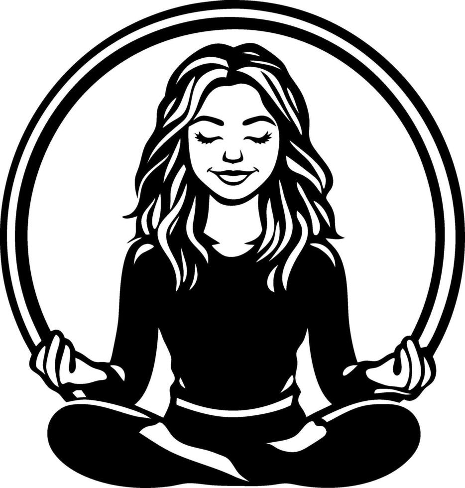 Meditating Woman with Strong Energy Circle Design for Wellness and Mindfulness Applications vector
