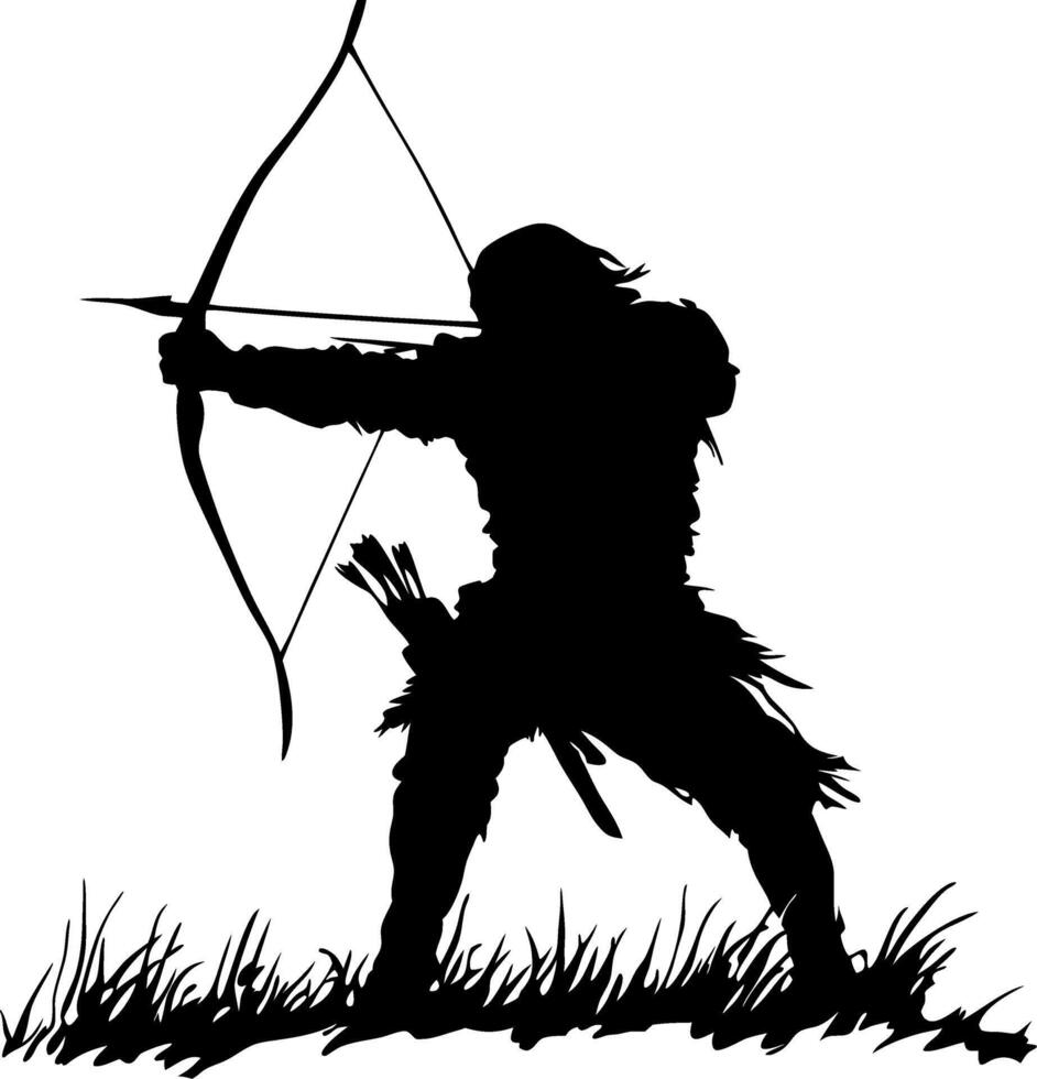 Silhouette Archer Drawing Perfect for Tattoo Design or Nature Theme Artwork vector