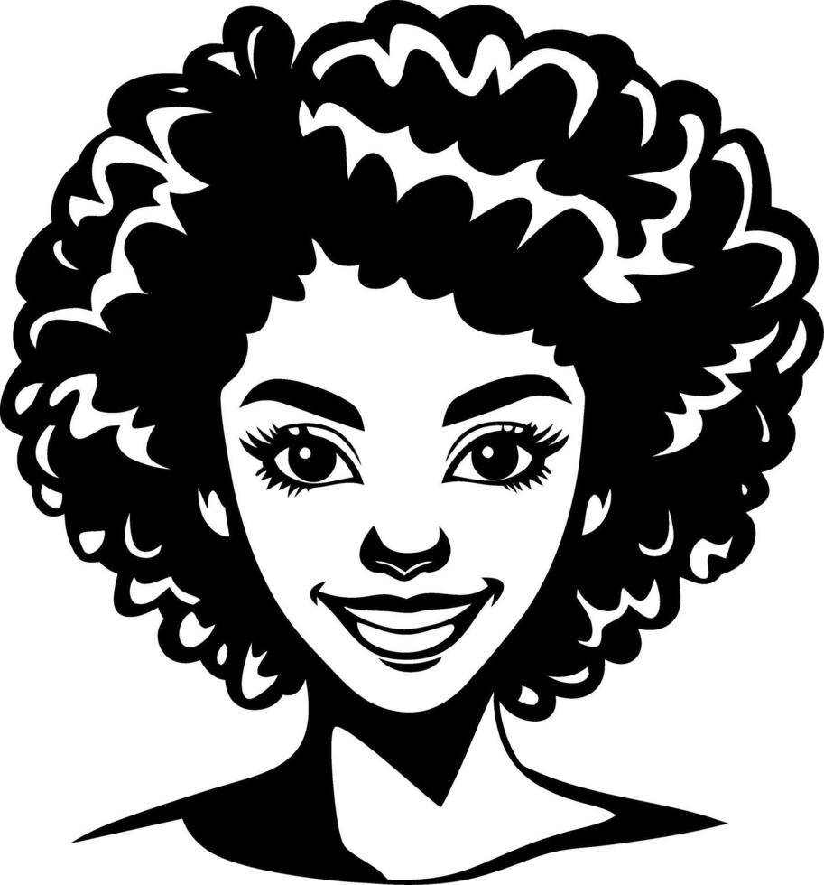 Beautiful Smiling Woman with Curly Hair Portrait for Art and Design Applications vector