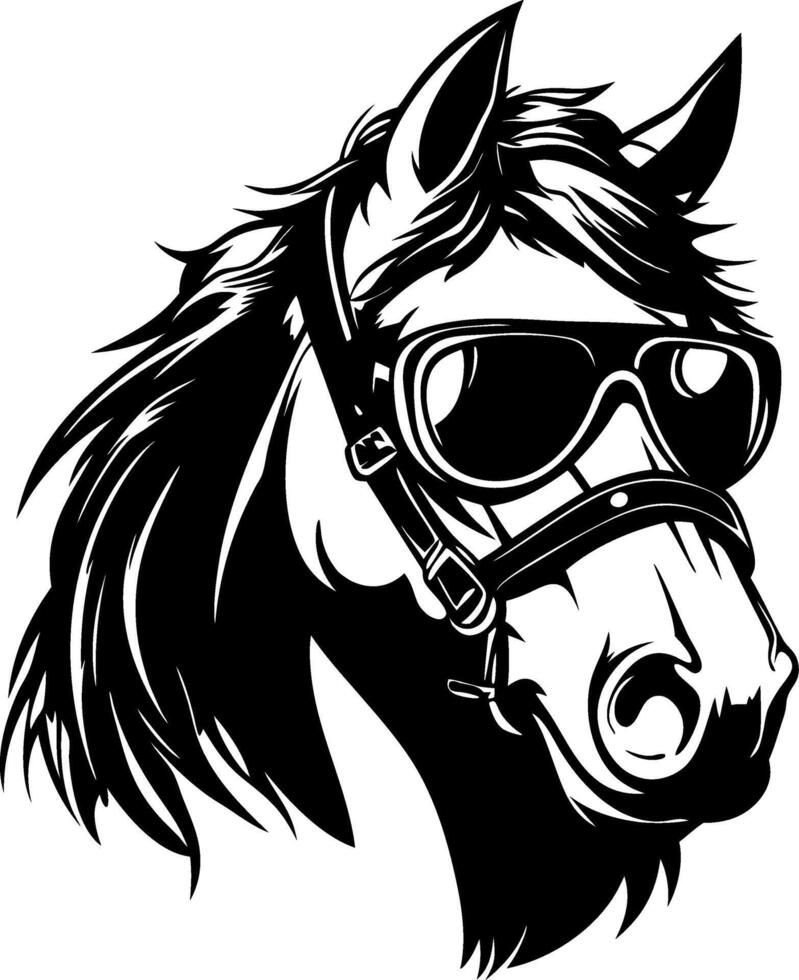 Stylish Horse Wearing Sunglasses Art Perfect for T-Shirt Designs and Tattoo Inspirations vector