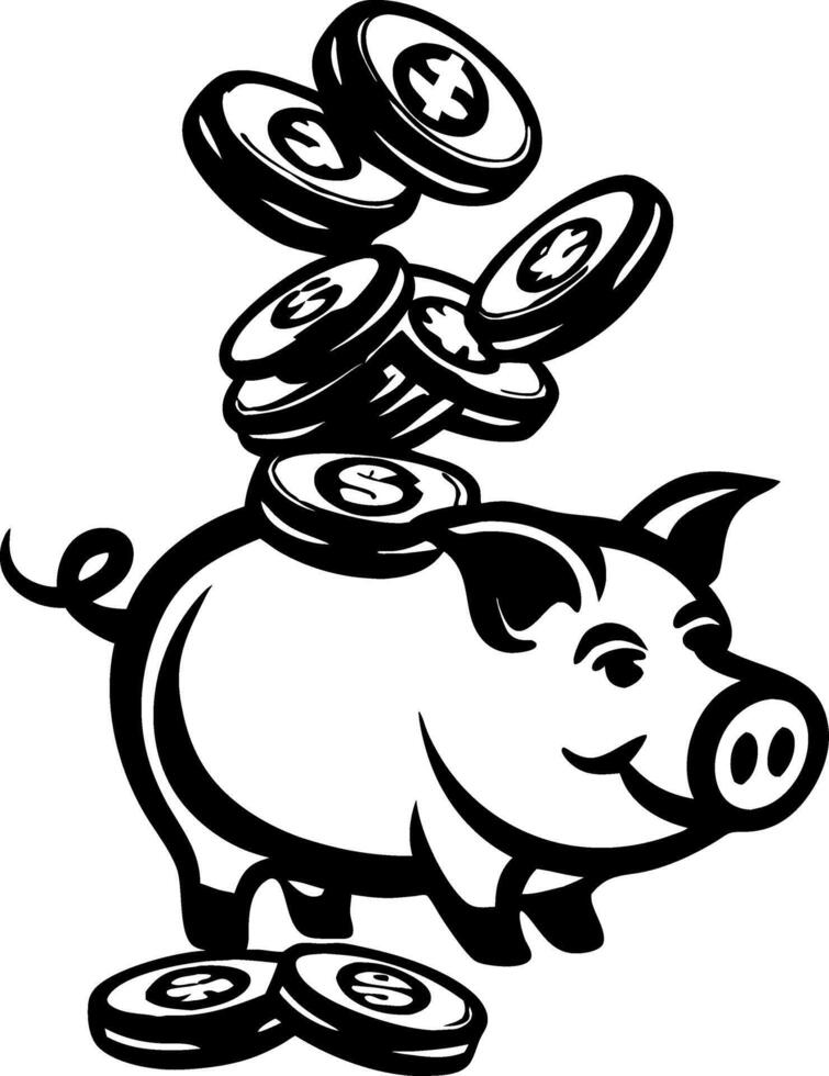 Cheerful Piggy Bank with Falling Coins Illustration for Financial Literacy and Savings Themes vector