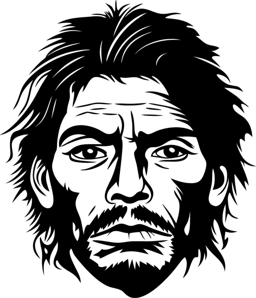 Bold Monochromatic Male Portrait Art for Tattoo Design or Graphic Projects vector