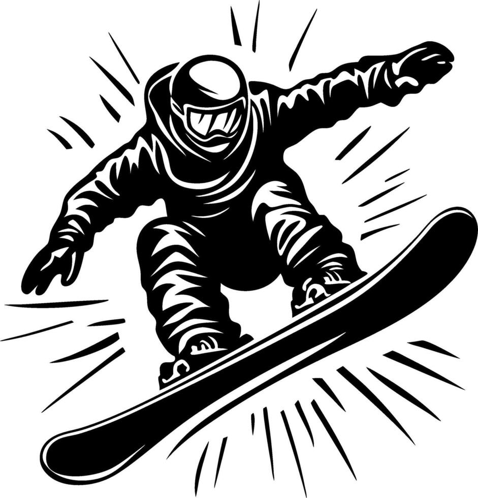 Dynamic Snowboarder Mid-Air Jump Action Graphic for Sports Enthusiasts and Apparel Design vector