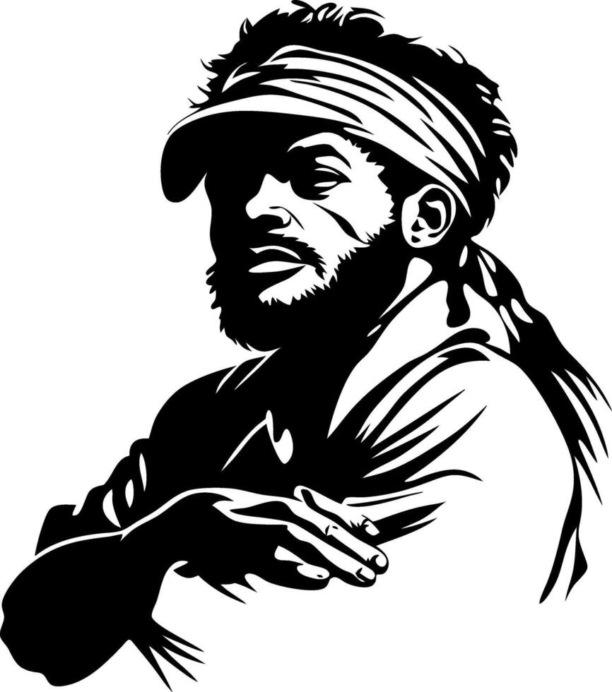 Stylized Portrait of a Confident Man in Bandana with Arms Crossed for Creative Projects vector