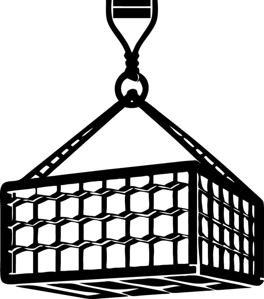 Crane Hook with Cargo Basket Graphic for Construction and Industrial Design vector